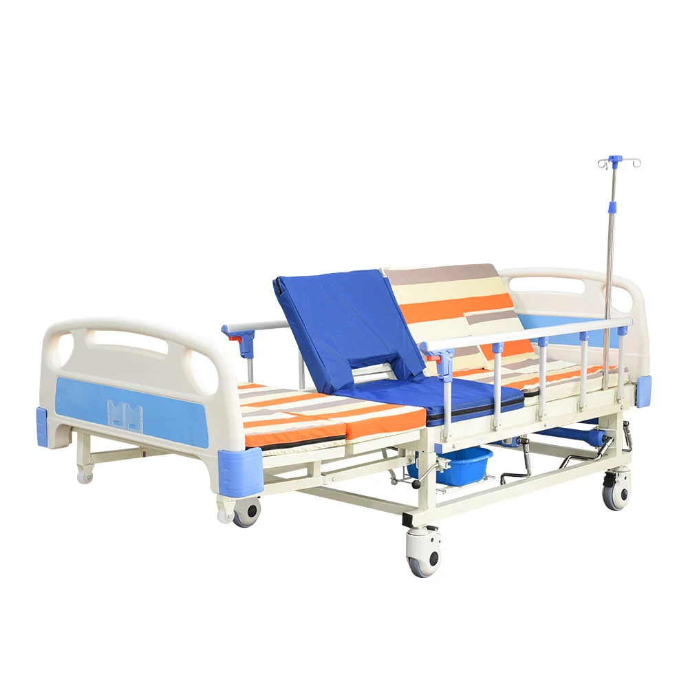 Manual Five Rail Full Curved Adjustable Infusion Bed System-Hospital Therapeutic Nursing Equipment with Toilet Function 6