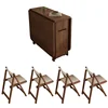 wood color dining table +4 chairs