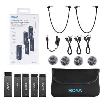 BOYA Four Channel Wireless Mic BY-W4 for Multi People Recording Interview and Vlogs with Smartphone Cameras product image
