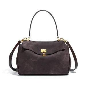China imported elegant lady vegan leather luxury designer shoulder tote bags famous brands office work suede handbag for women