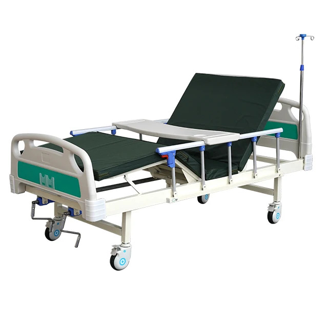 MT Medical Manual 2 Cranks Function Hospital Equipment Folding Metal Manual Hospital Bed
