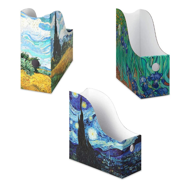 3 pack CMYK printed beautiful painting acrylic desk organizer