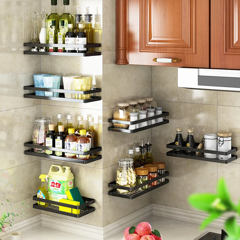 Condiment Rack Kitchen Supplies Wall-mounted Perforation-free Household ...