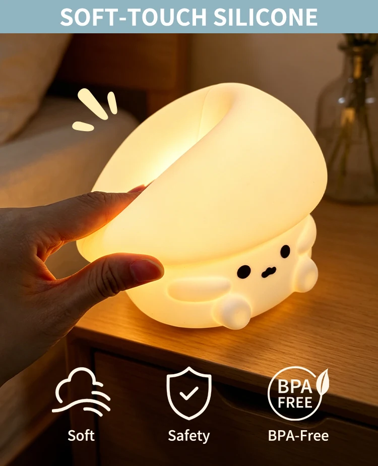 圣诞灯 LED 智能三速可爱硅胶房间小夜灯护眼睡眠氛围拍手灯