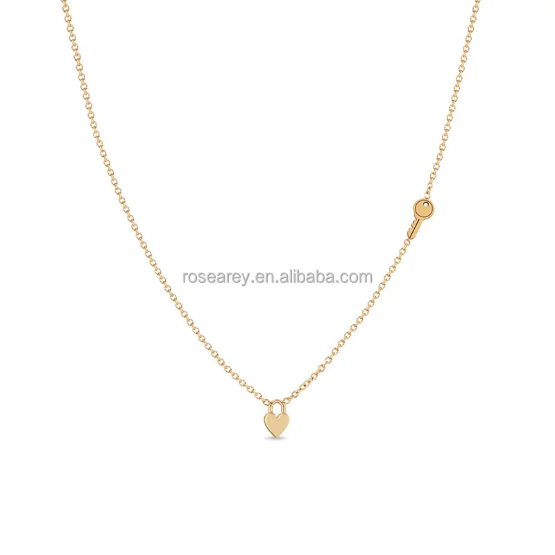 Gold Stainless Steel Mini Lock Necklace