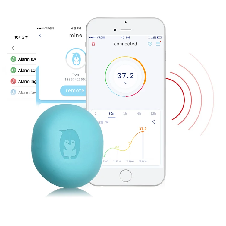 Wireless Baby's Temperature Remote Control Monitoring Wearable Smart Digital Thermometer for Baby