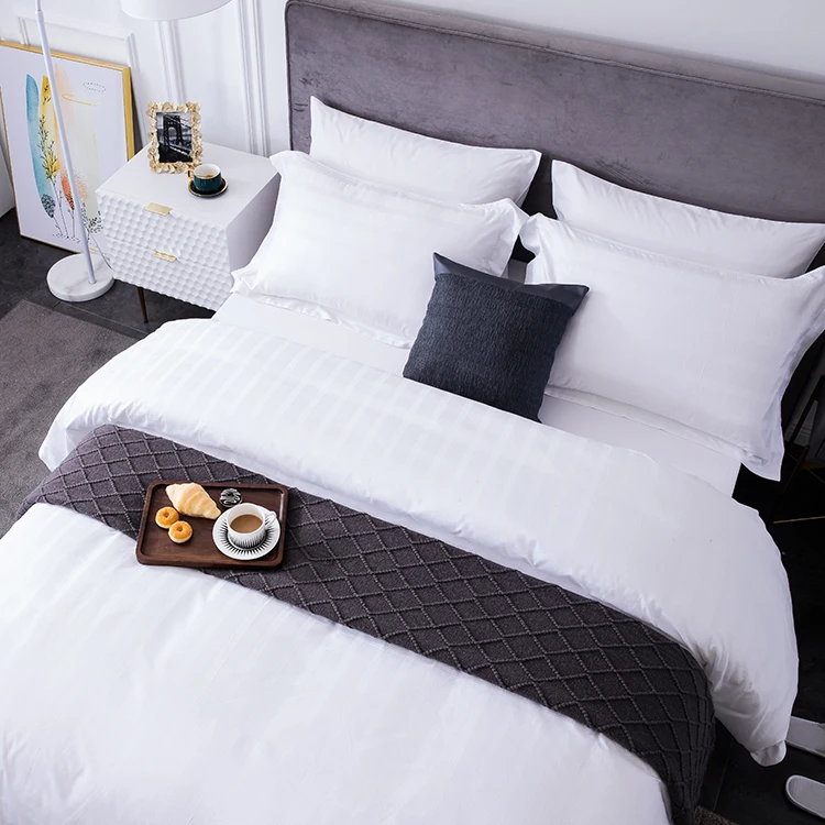 Hotel New Project Opening Demand White Duvet Cover 100 % Cotton Material Bed Sheet Pillow Case Linen Products