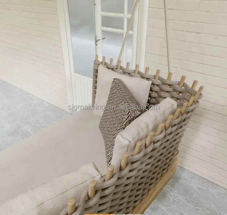 Balcony hanging furniture outdoor woven rattan porch handing sofa swing sofa