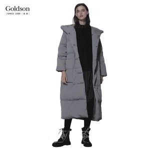 High Quality Women's Hooded Winter Duck Jacket Stylish Long Design Button Zippers Waterproof Windproof Quick Dry Breathable
