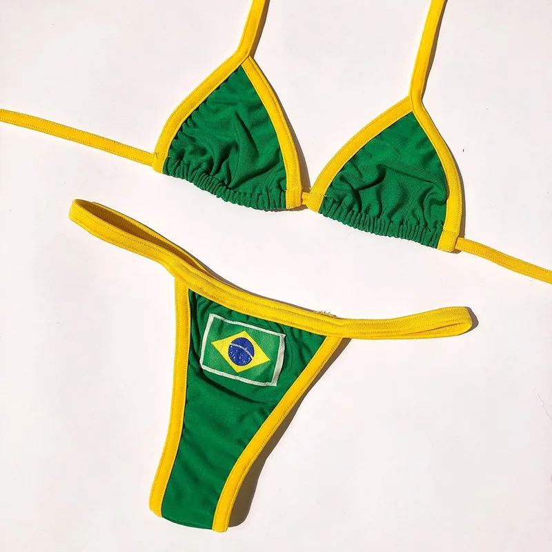 Halter Neck High Waist Woman Jamaica Bikini Swimsuit Women Swimwear Plus Size Bikinis