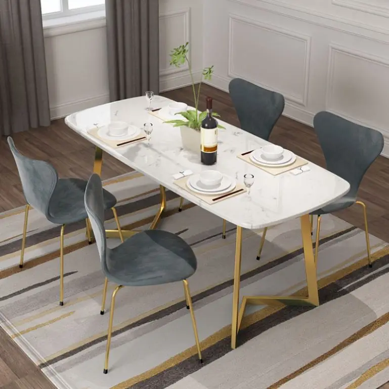 Light luxury home villa marble dining table Nordic small apartment living room dining table hotel restaurant tables and chairs