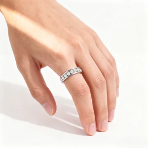 Luxury Diamond Eternity Ring Women Sterling Silver Wedding Band Sparkling Anniversary Promise Fashion Statement