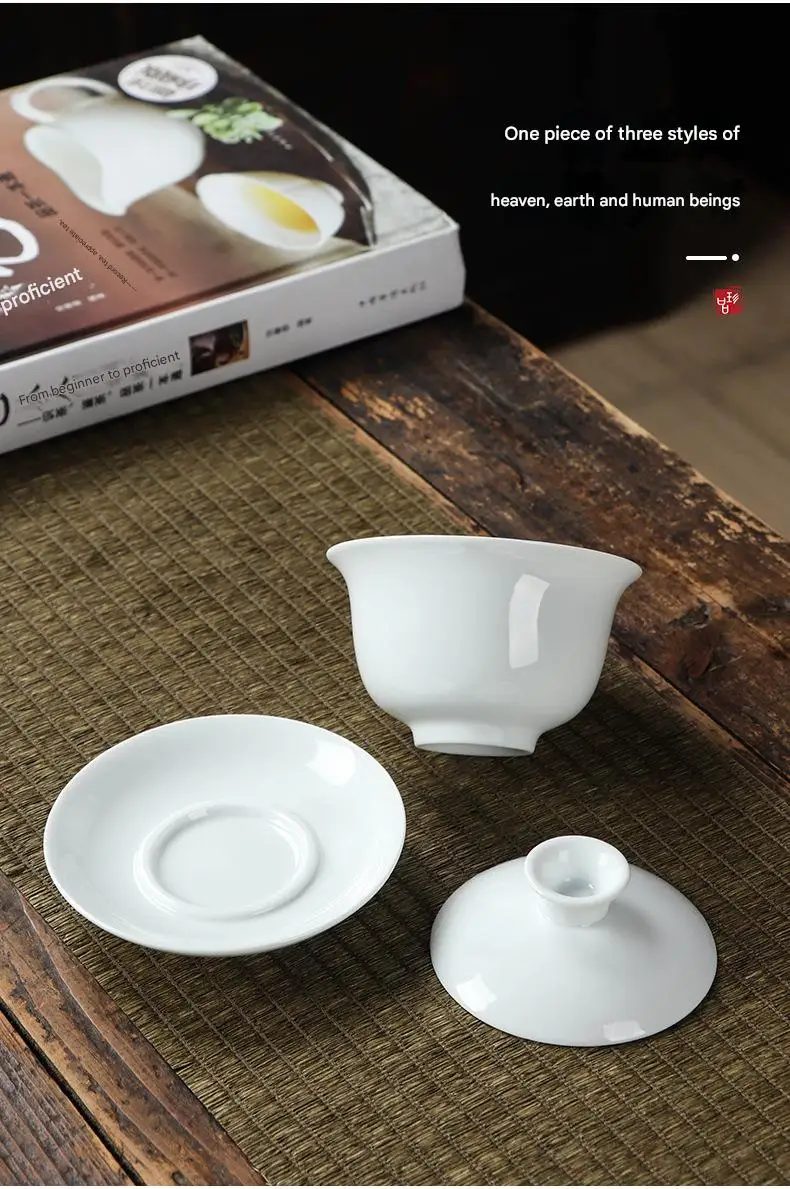 Custom Logo Traditional Gaiwan Tea Set - Classic White