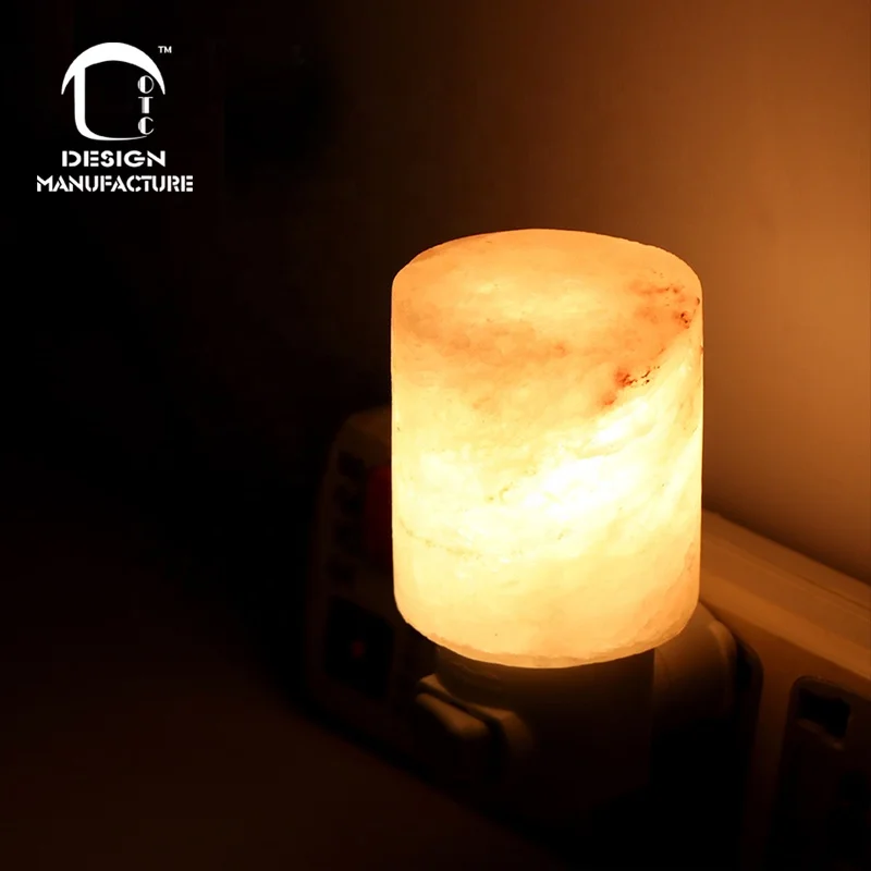 company latest product living room cylinder pink hand carved natural Himalayan salt plug wall lamp