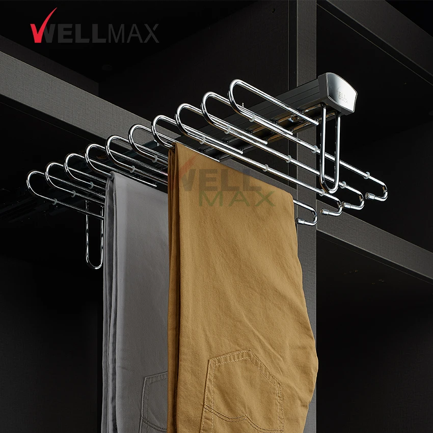 WELLMAX Wardrobe Closet Hardware Storage Top Mounted S-Shaped Pants ...