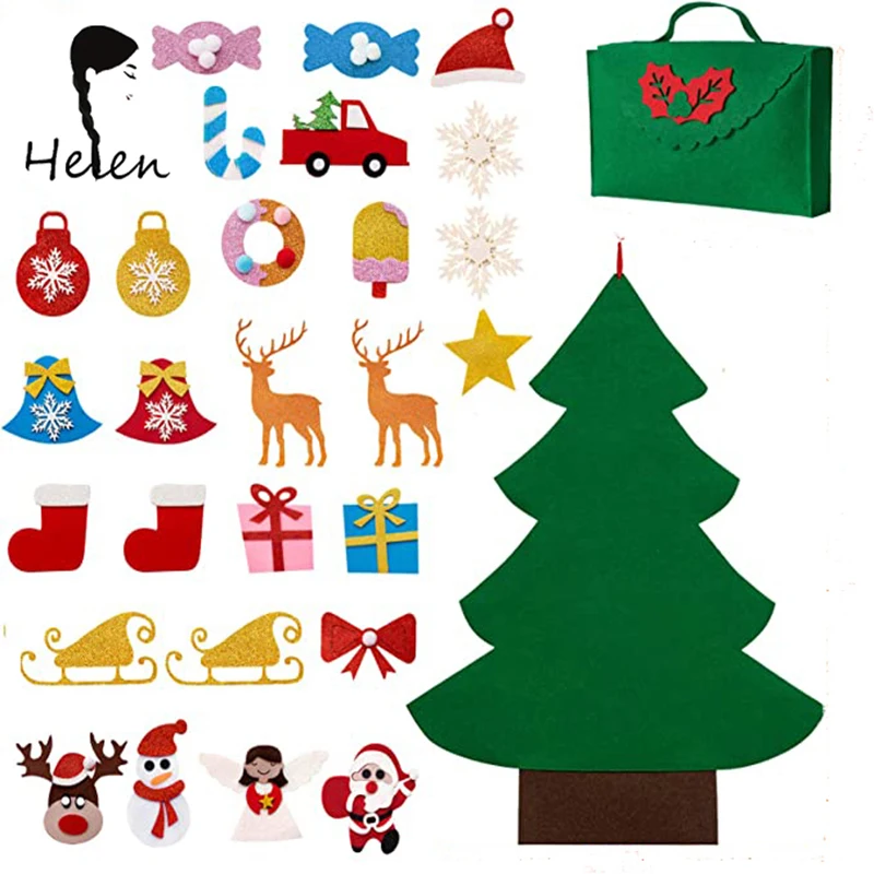 Diy Children's Felt Christmas Tree Wall Sticker Detachable And Reusable