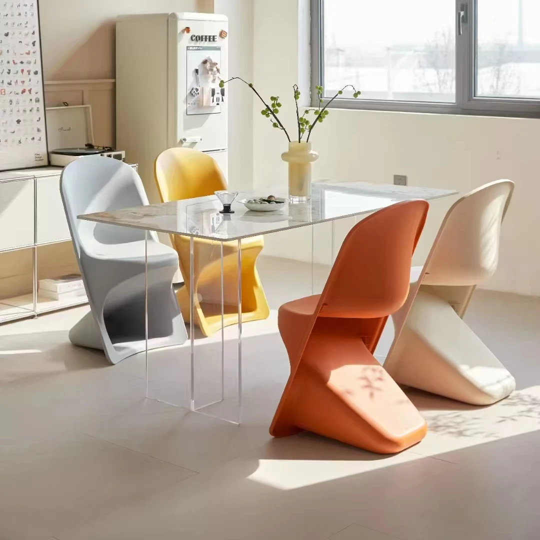 High Quality Z-Type Plastic Dining Chairs with Backrest Stool Modern Design for Kitchen for Household Use Wholesale