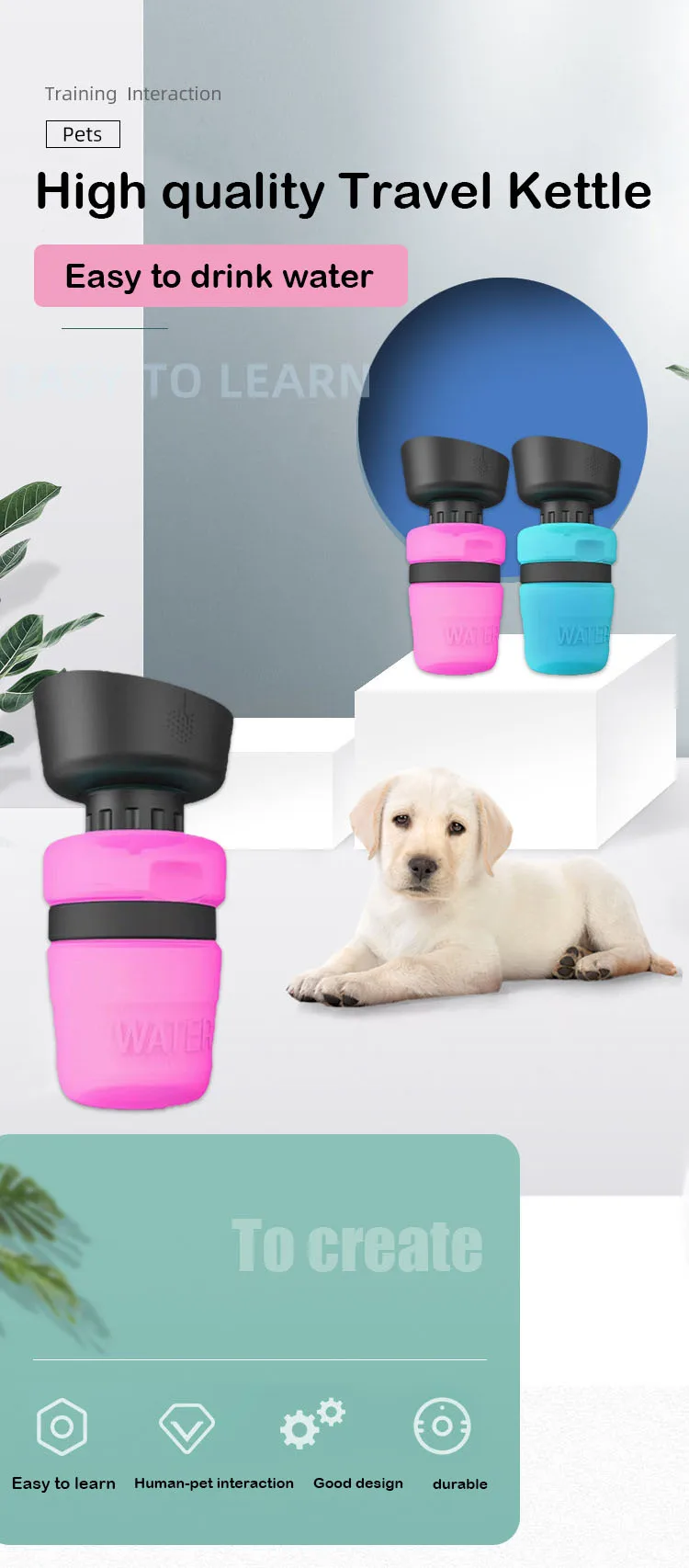 2023 New Creative Pet Kettle Sports Squeeze Type Pet Cup