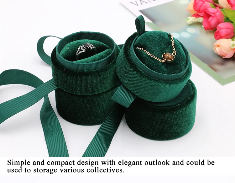 Wholesale Custom Velvet Jewelry Box Ribbon Pendant Necklace Ring Box