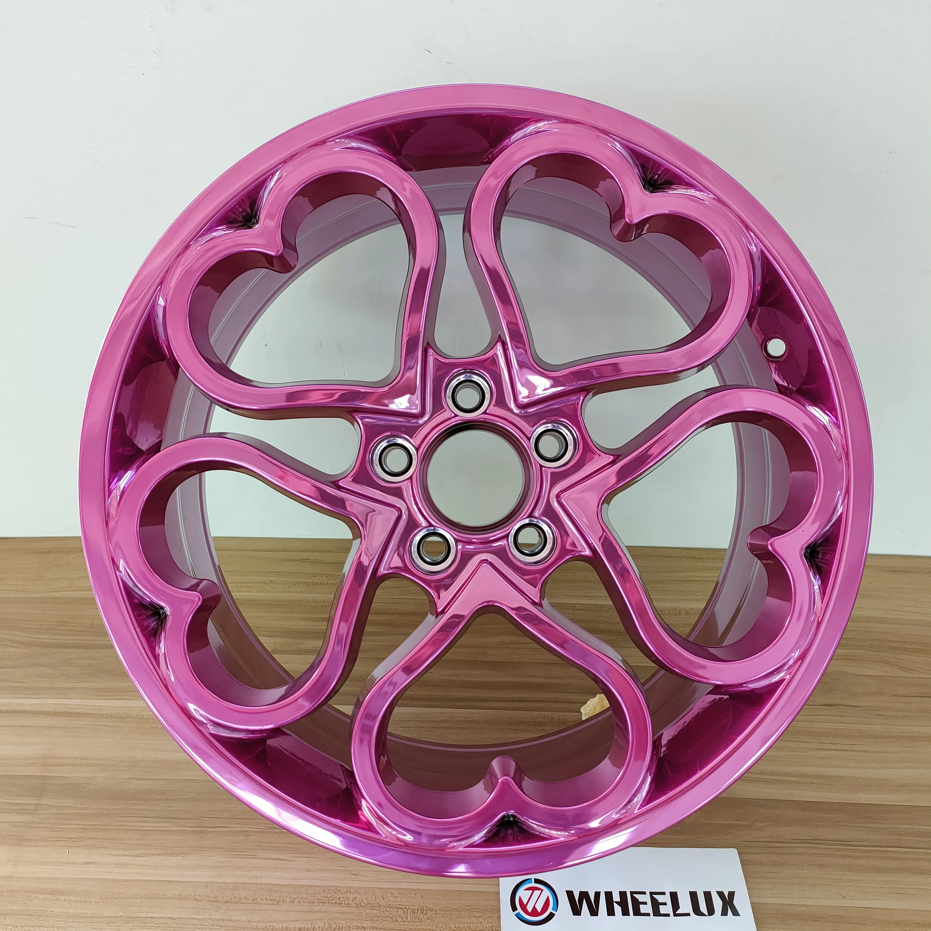 Wheelux Factory Direct Customized Chrome pink 5 Hole 18 19inch Sports Forged Heart Shape Staggered Alloy Car Wheel Rim for Car