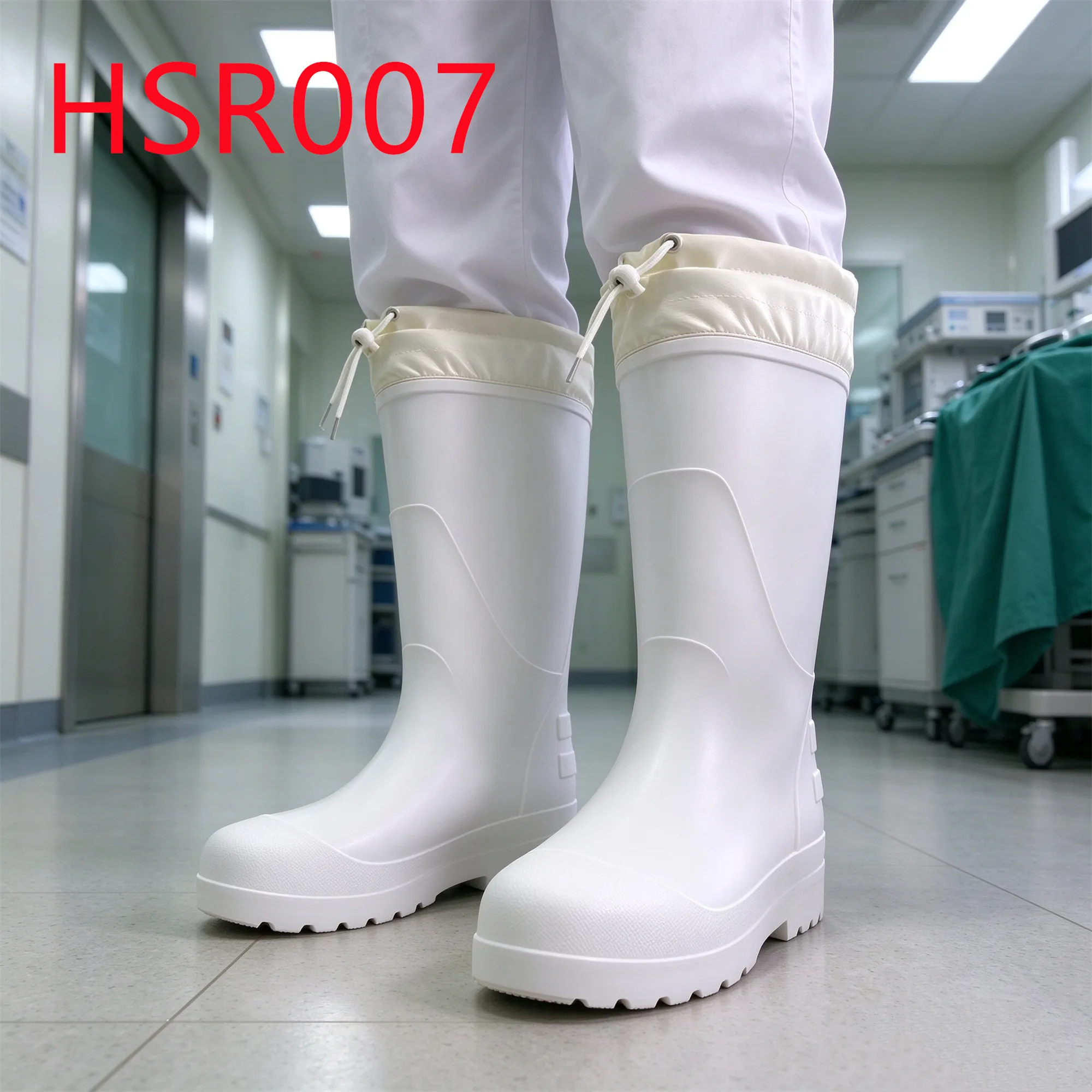 HY,EVA Material Integral Molding Hua Singh Rain Boots with Drawstring Disinfection Sector SRC Standard White Rubber Boots HSR007