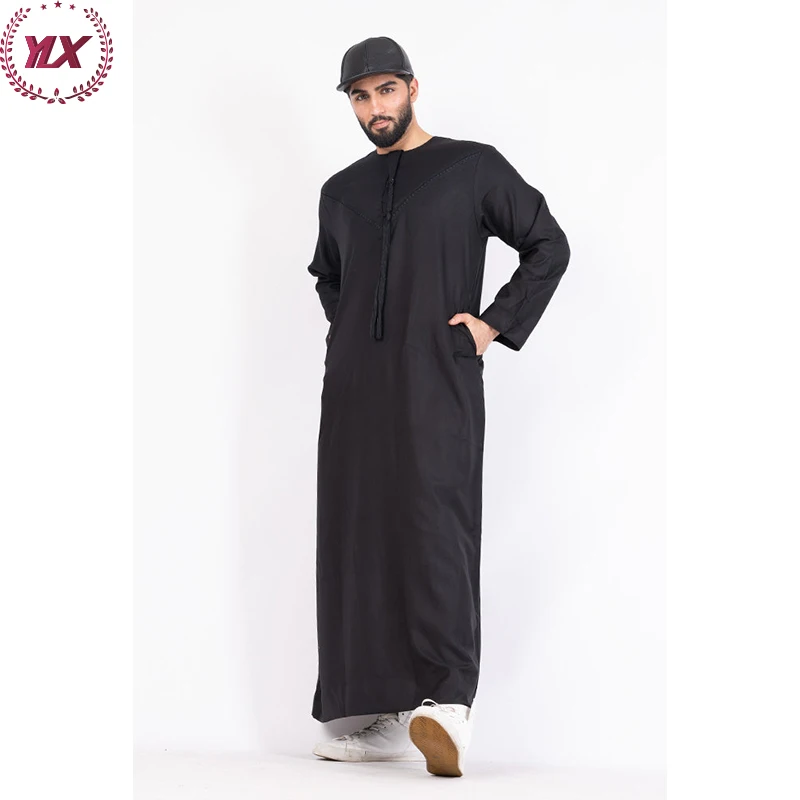 Black Palestine Jubba Arab Vietnam Omani Men's Manufacturing 2023 Fashion Fabric Men Muslim Thobe