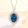 Blue pointed crystal pendant with chain