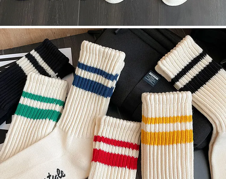 Custom Thick Ribs Stripe Socks Quality Organic Cotton Bamboo Polyester ...