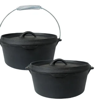 Cast Iron Dutch Oven Vegetable Oil Coating - 5QT Eco-Friendly Pot Oven  Dutch& Camping Safe Pre-Seasoned