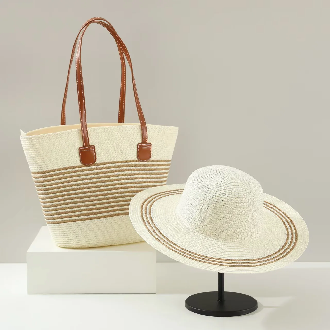 Artisanal Woven Straw Tote with Zipper Closure Handcrafted for Portable Travel & Daily Use French Elegance & Beach Vibe