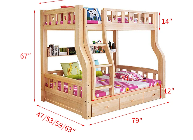 Special Design Widely Used Modern Wood Loft Bunk Bed Children