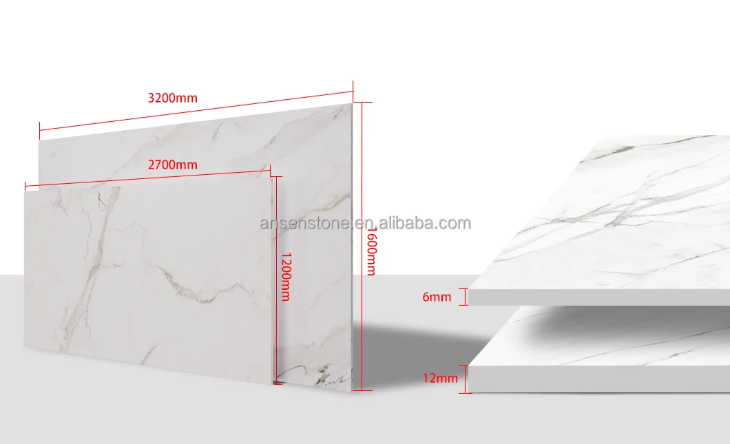 12mm Large Format Porcelain Slab Building Material Engineered Big Size Porcelain Slab For Hotel