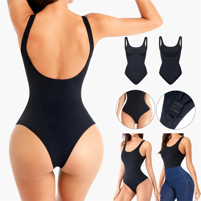 Custom Plus Size Women Full Body Backless Tummy Control Panty Seamless High Waist Trainer Shaper Thong Bodysuit Shapewear supplier