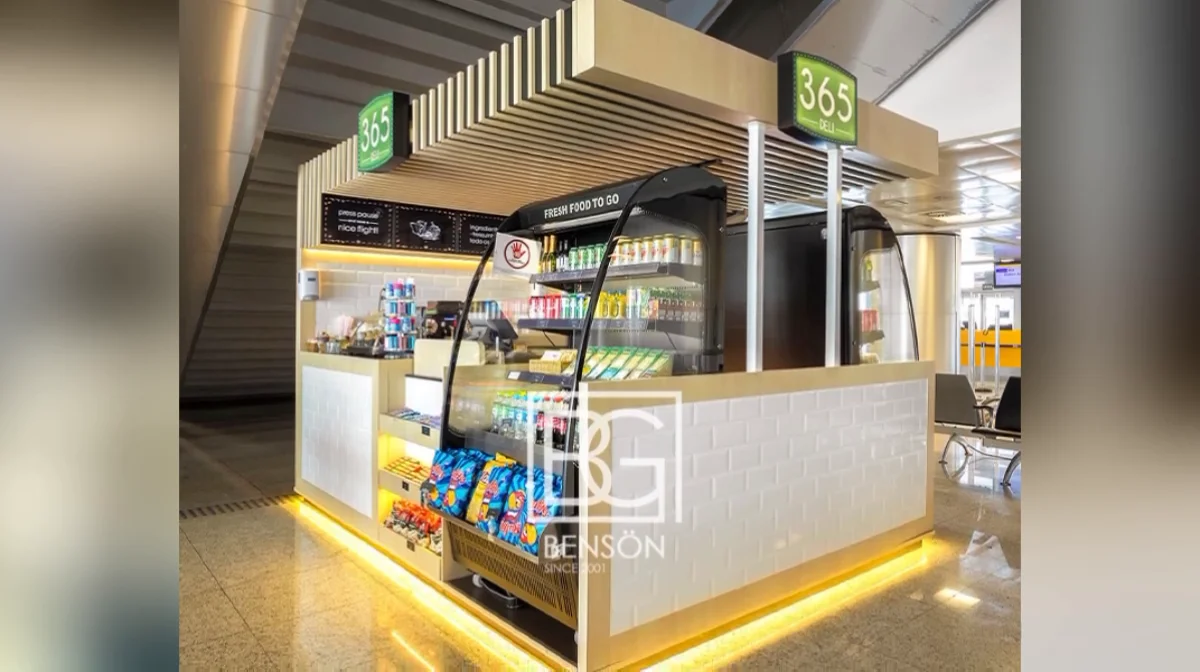 Latest Modern Mobile Food Mall Kiosk Best Sale Wooden Beverage Kiosk