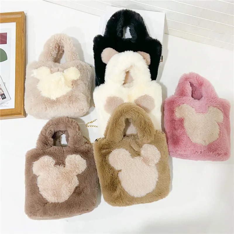pink fluffy tote bolsa