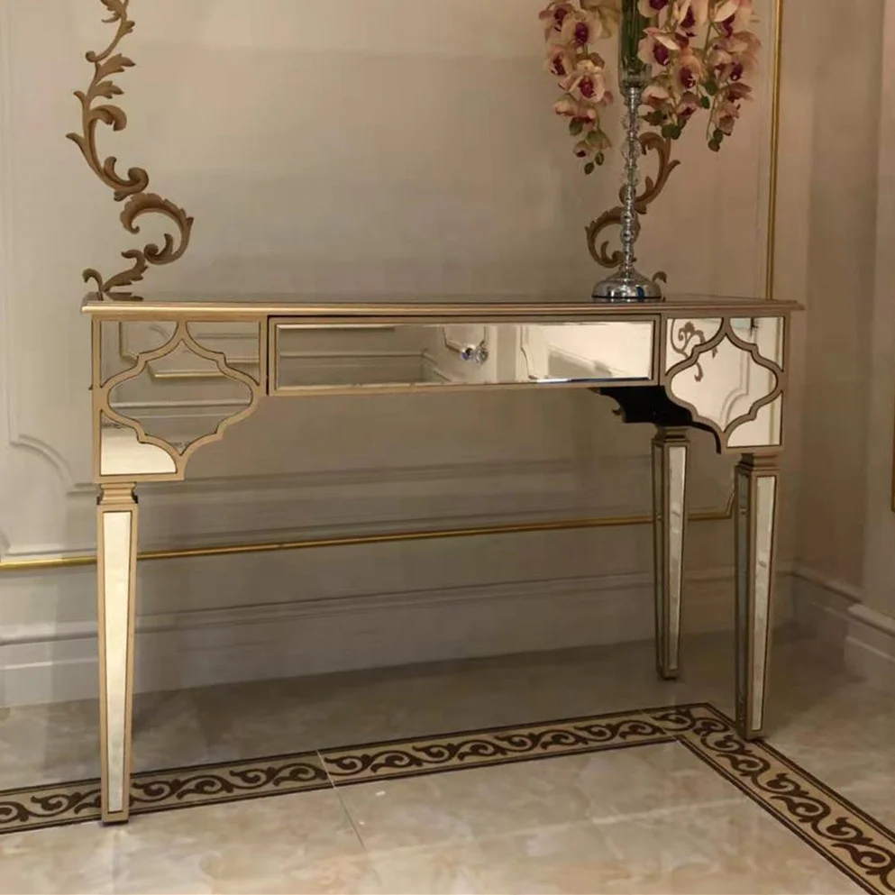 Ecofriendly Golden Mirrored Vanity Table With Drawer Buy Home