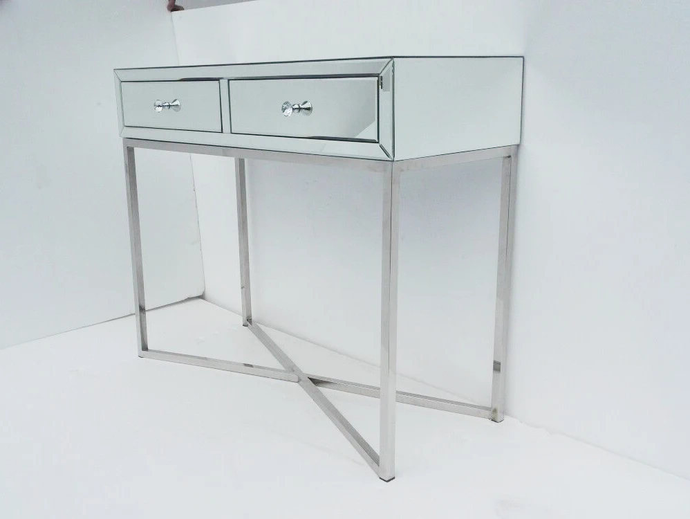 2 Drawers Xavier Stainless Steel Base Mirrored Hallway Console Table