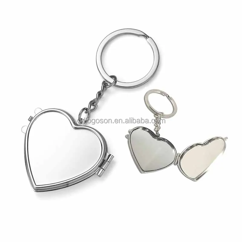 Source Metal Custom Double Sided Heart Circular Shape Mirror Key Chain  Wholesale Compact Mirror Keychain on m.