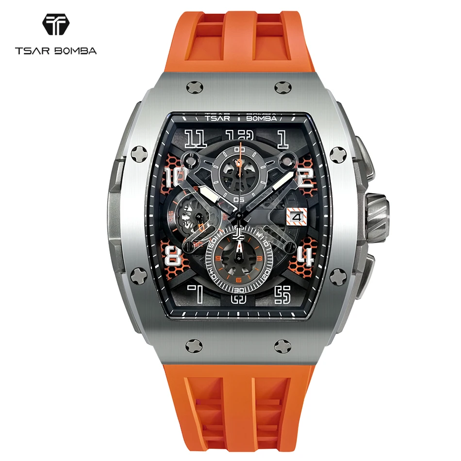 TSAR BOMBA Tonneau Watches for Men Waterproof Stainless Steel Fashion Man wrist Business Watches Wholesale 222031