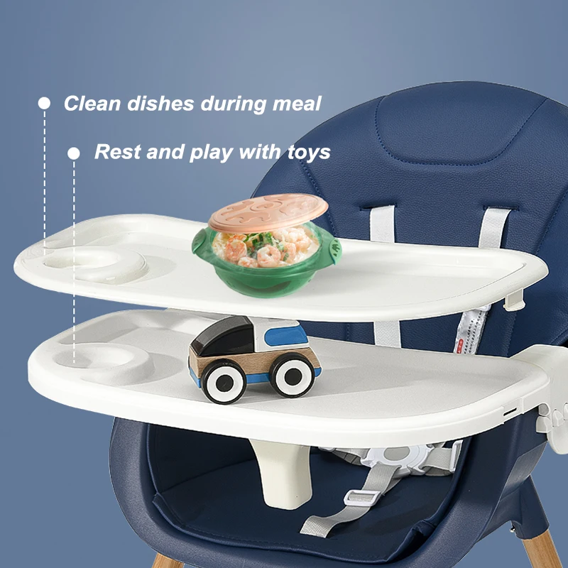 Latest 4 in 1 Foldable Stackable with Wheels Eating Modern for Stool Children Feeding High Dinning Plastic Baby Kids Chairs