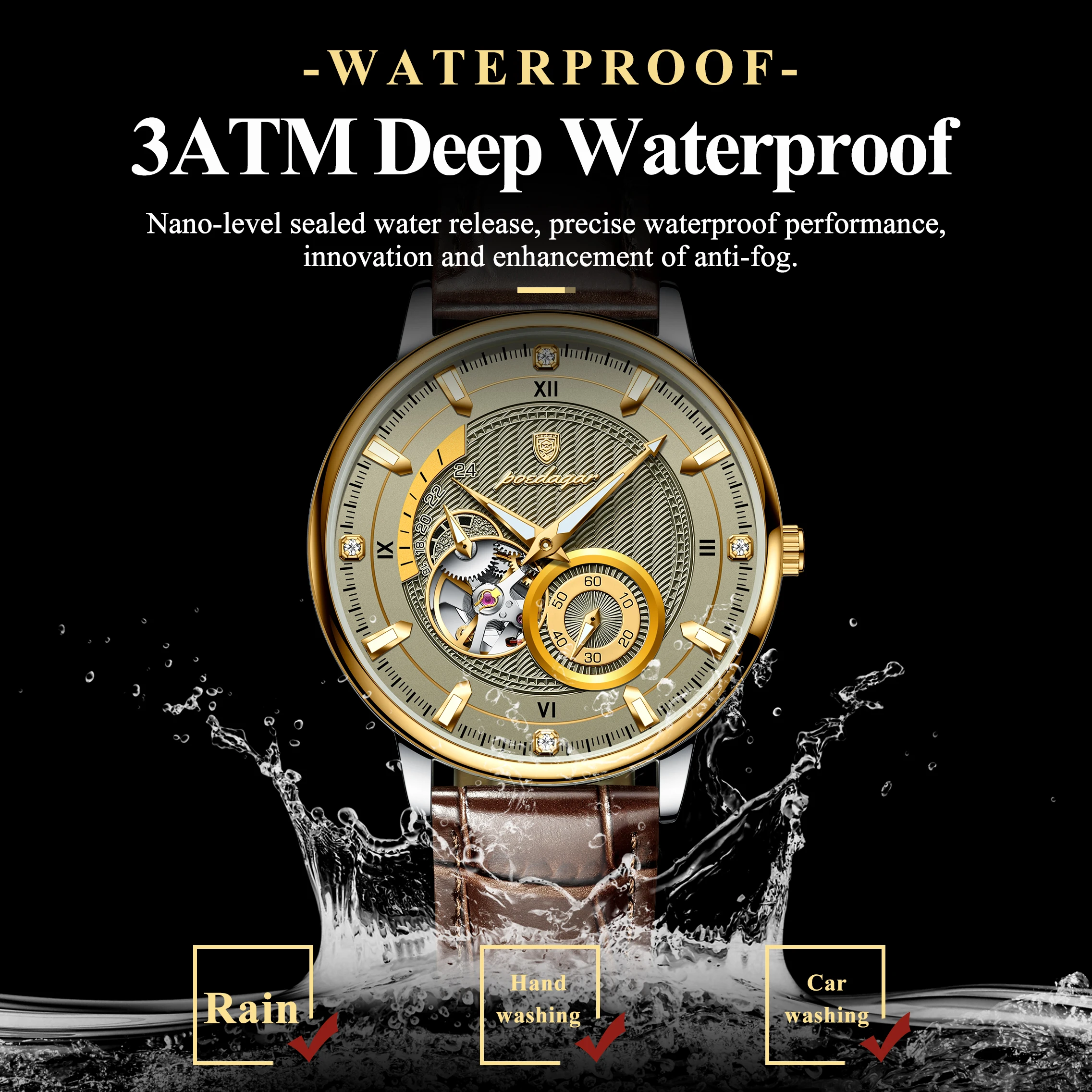 Poedagar Luxury Men's Waterproof Tourbillon Watch