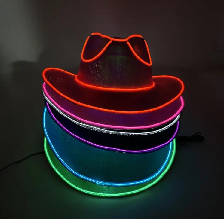 Colorful Holographic LED Cowboy Hat for Cosplay & Parties  display picture 2