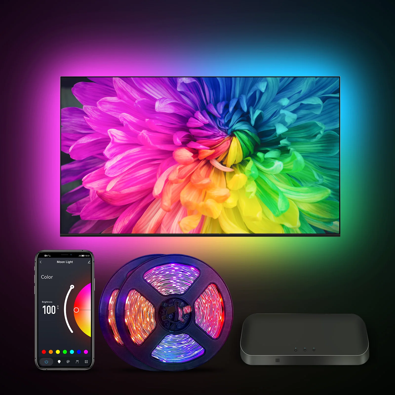 Tuya Wifi Smart Strip Lights Kit TV 4K Sync LED Backlight Ambient Light PC Screen Voice Control with Alexa Google Integration