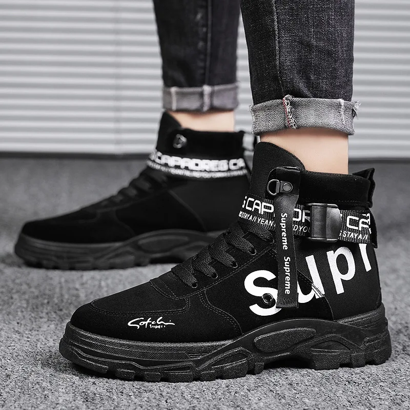 New Design High Quality Fashion Lace up Canvas Label Men's Casual Sports Boots