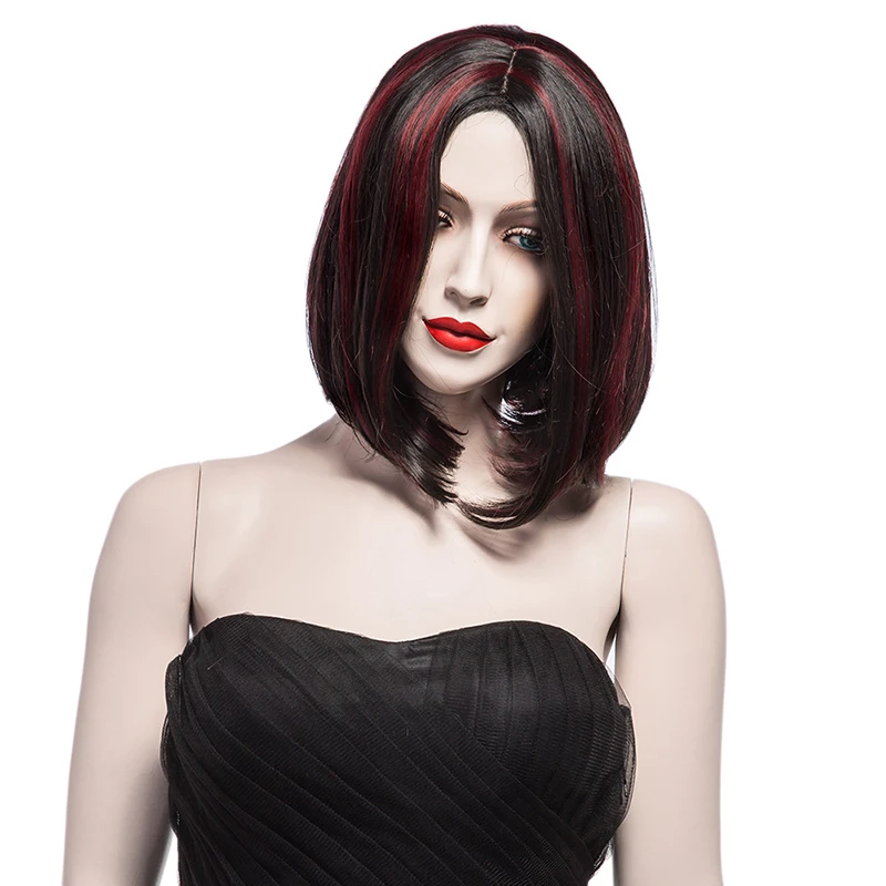 red and black short wig