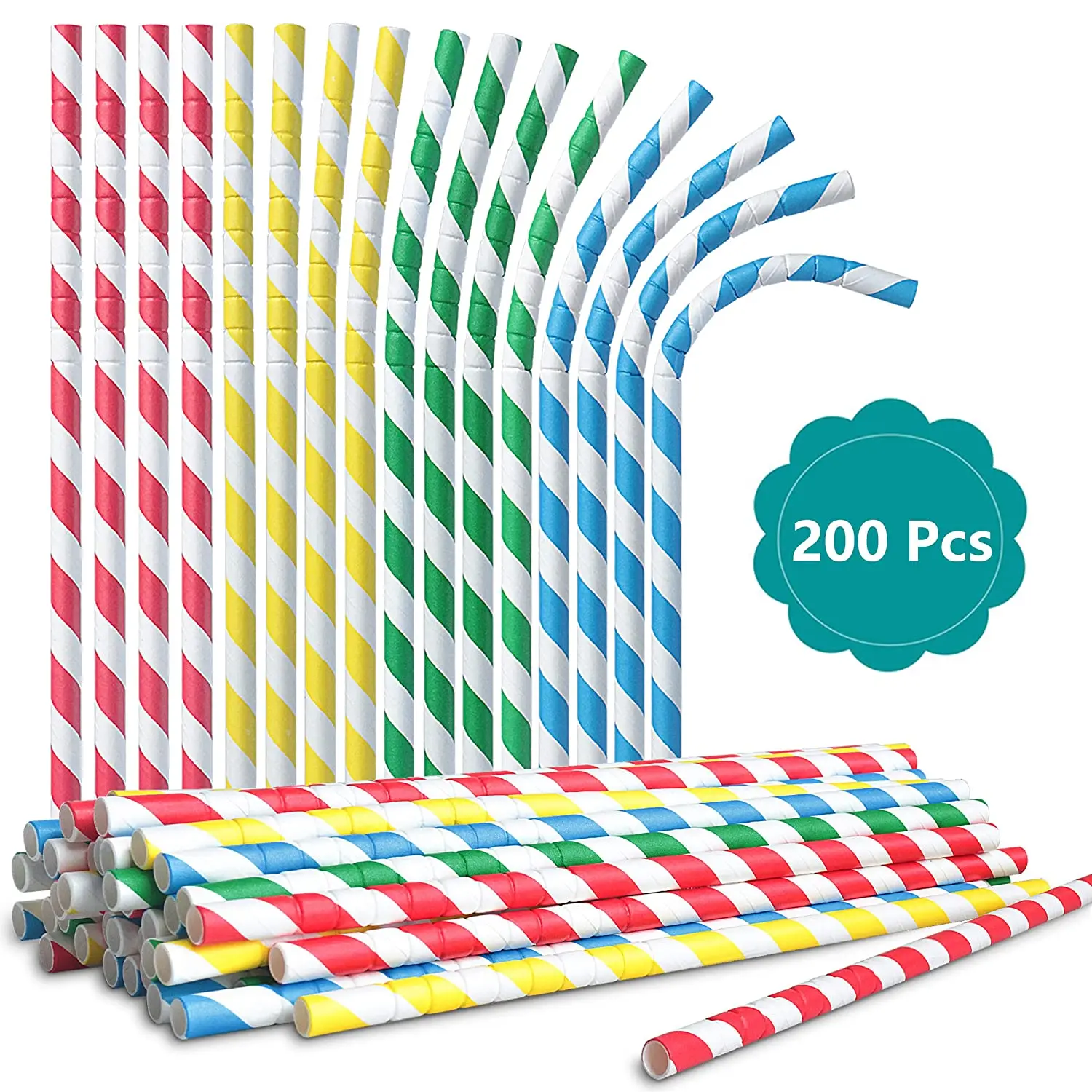 Food Grade Disposable Flexible Paper Drink Straws Dye Free U Shaped