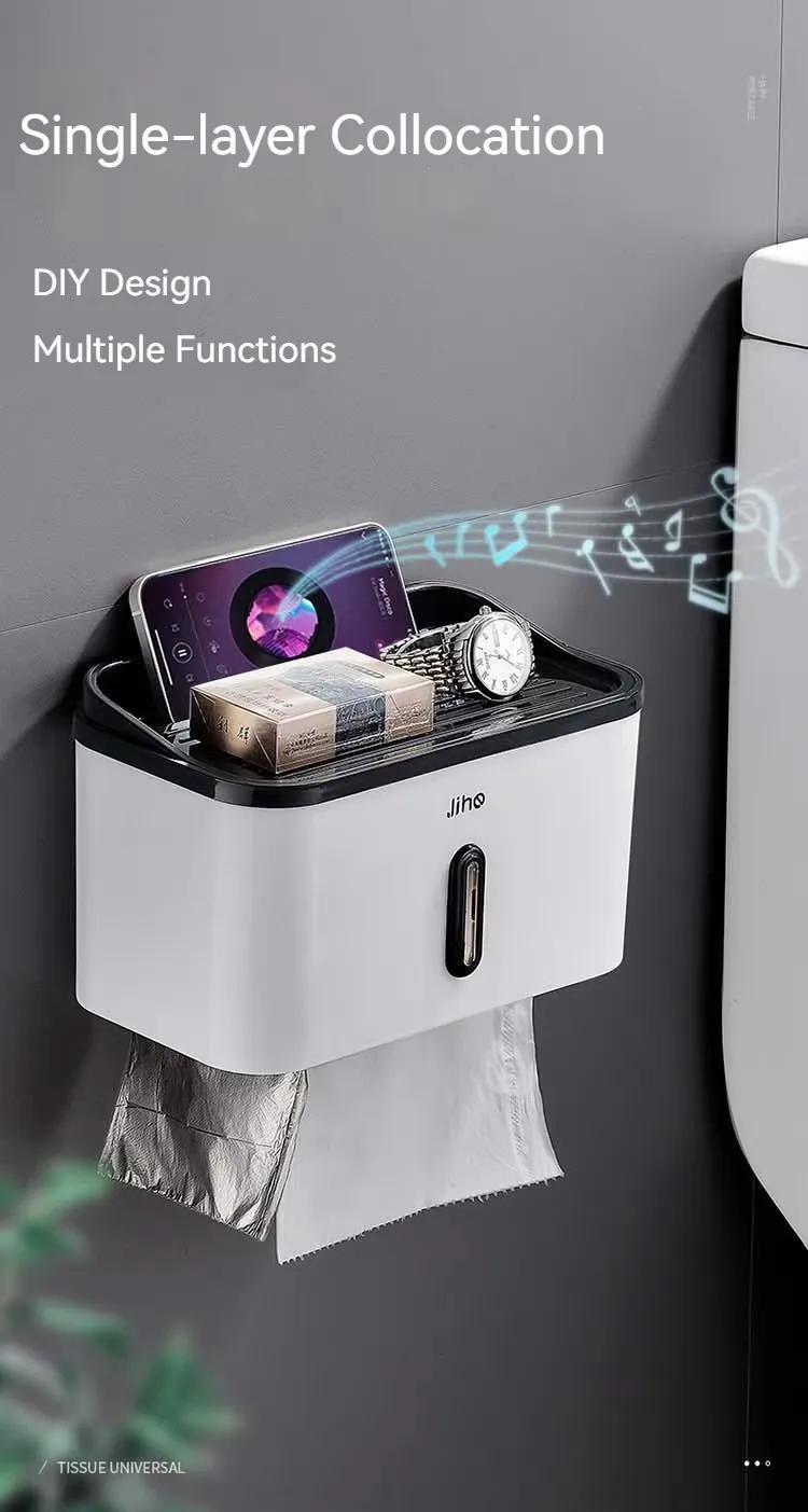 Double Layer Wall-Mounted Tissue Box Holder Plastic Facial Dinning Table Cover for Toilets factory