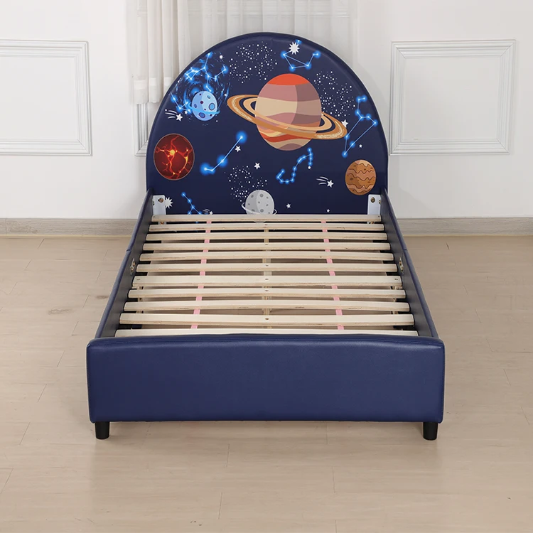 Fashion Cartoon Star Space kids Bed Waterproof and Dirt Resistant Detachable Crib Factory Custom Kids Furniture For kids Room