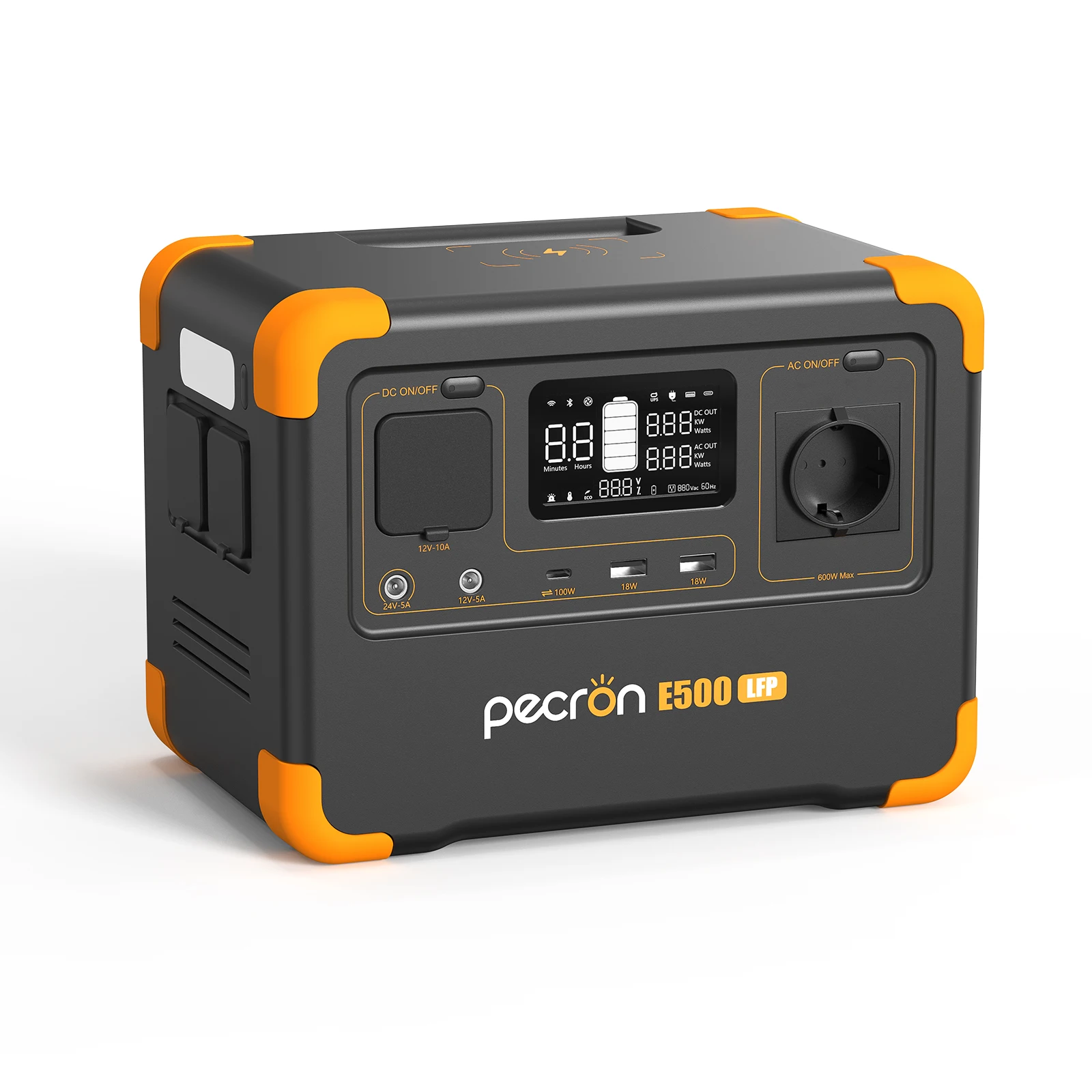Pecron E500lfp 600W 576wh Portable Power Station Fast Charging Solar  Generators with Led Light for Camping Emergency