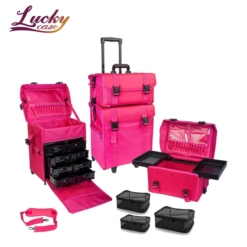 Trolley Bag Soft Makeup Train Case Soft Sided PU Leather Makeup